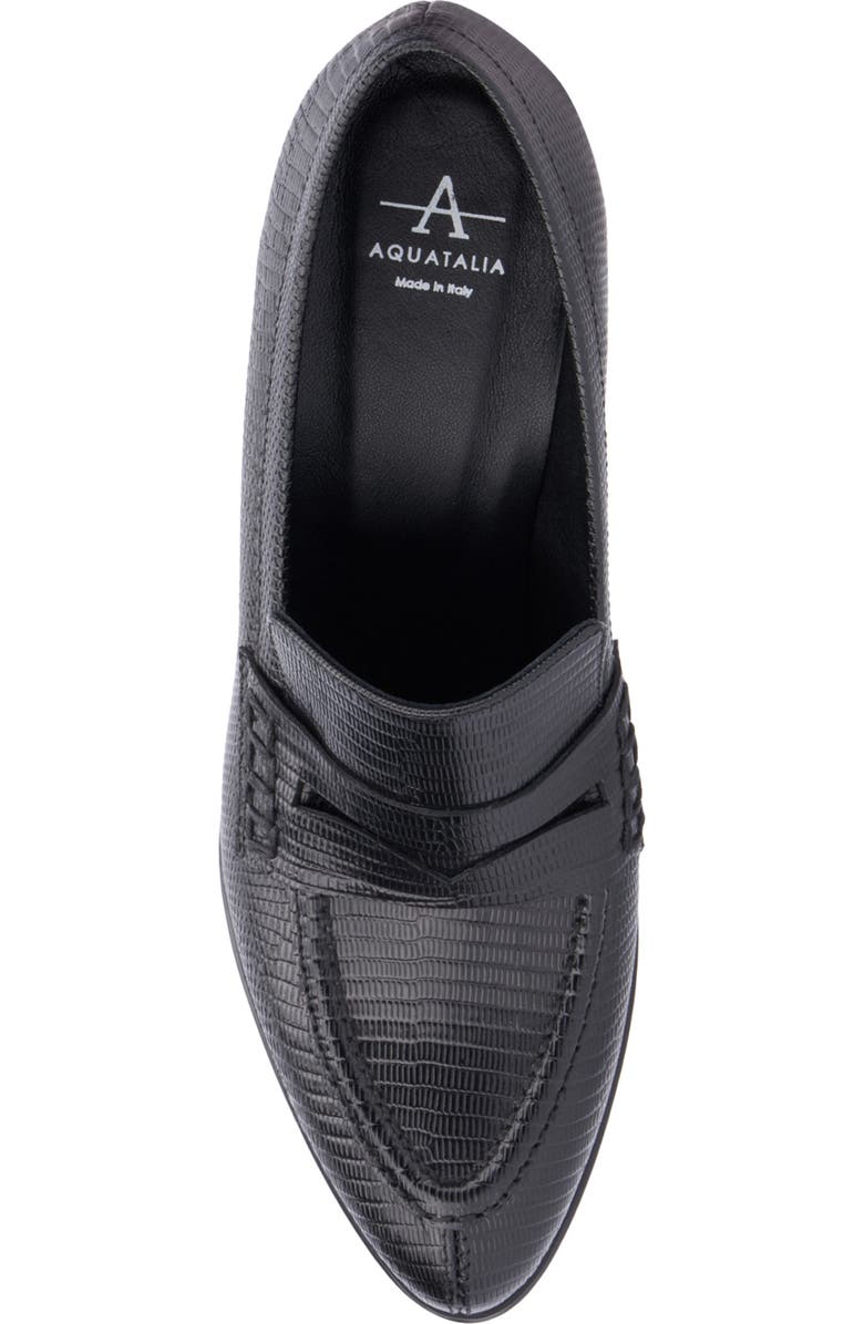 Aquatalia Rella Weatherproof Mini Lizard Embossed Penny Loafer Pump, Alternate, color,