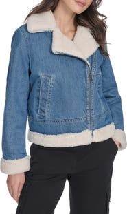 Levi's Faux Shearling Lined Denim Moto Jacket