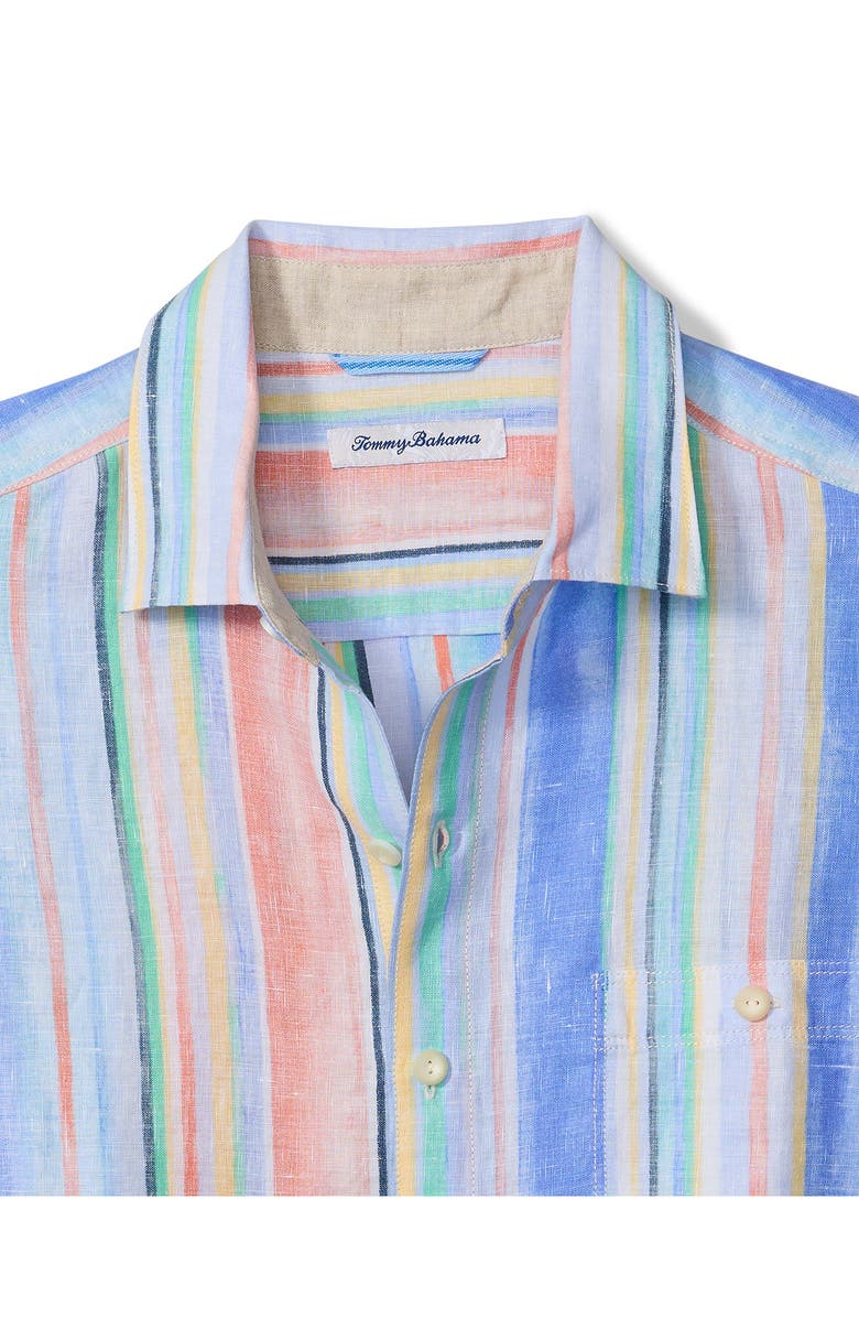 Tommy Bahama Paloma Stripe Linen Button-Up Shirt, Alternate, color, Scandia Blue