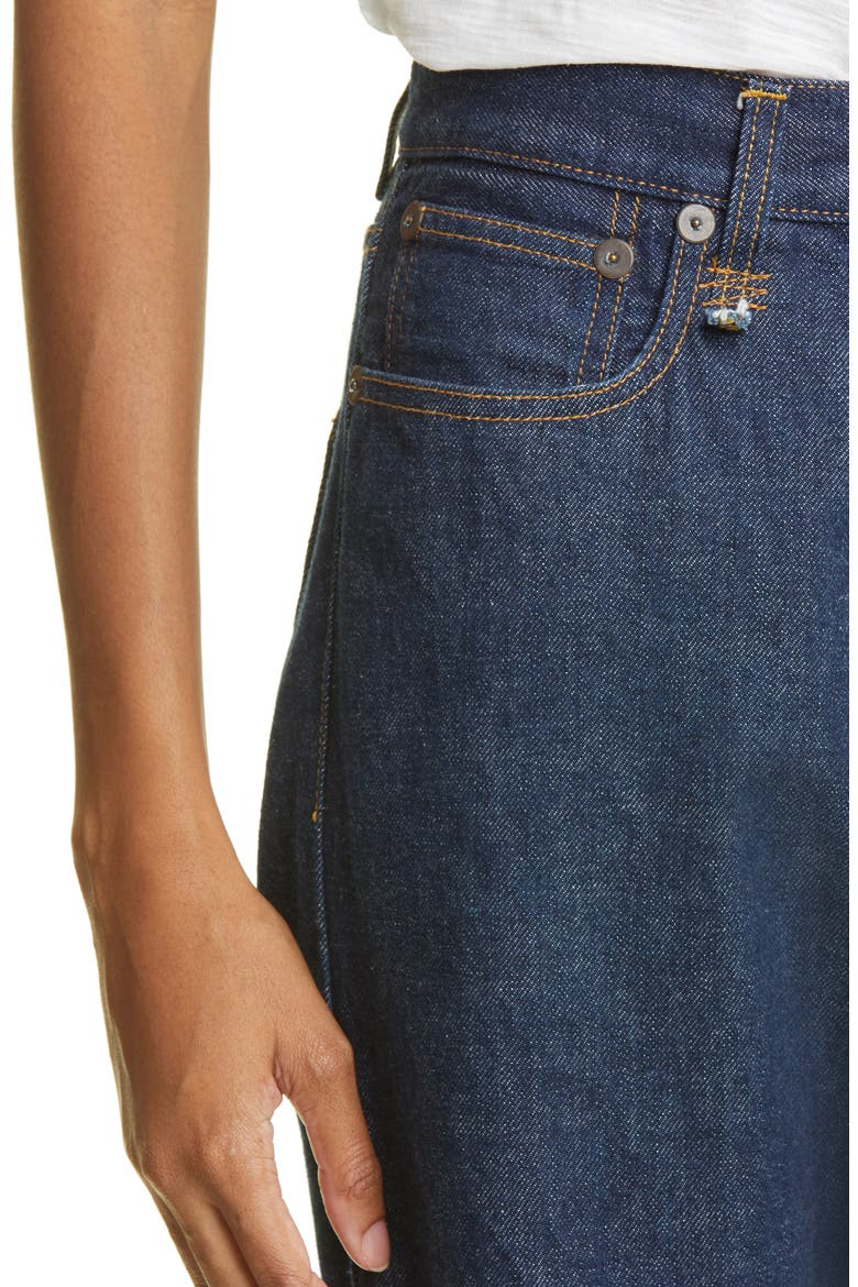 Tailored Drop Crotch Cuffed Straight Leg Jeans, Alternate, color, INDIGO RINSE