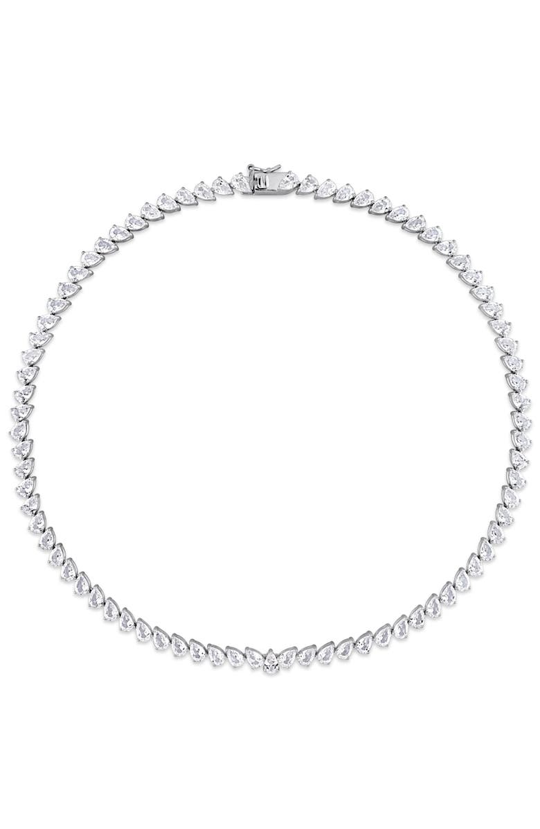 Julianna B. Created White Sapphire Teardrop Tennis Necklace, Alternate, color, Sterling Silver