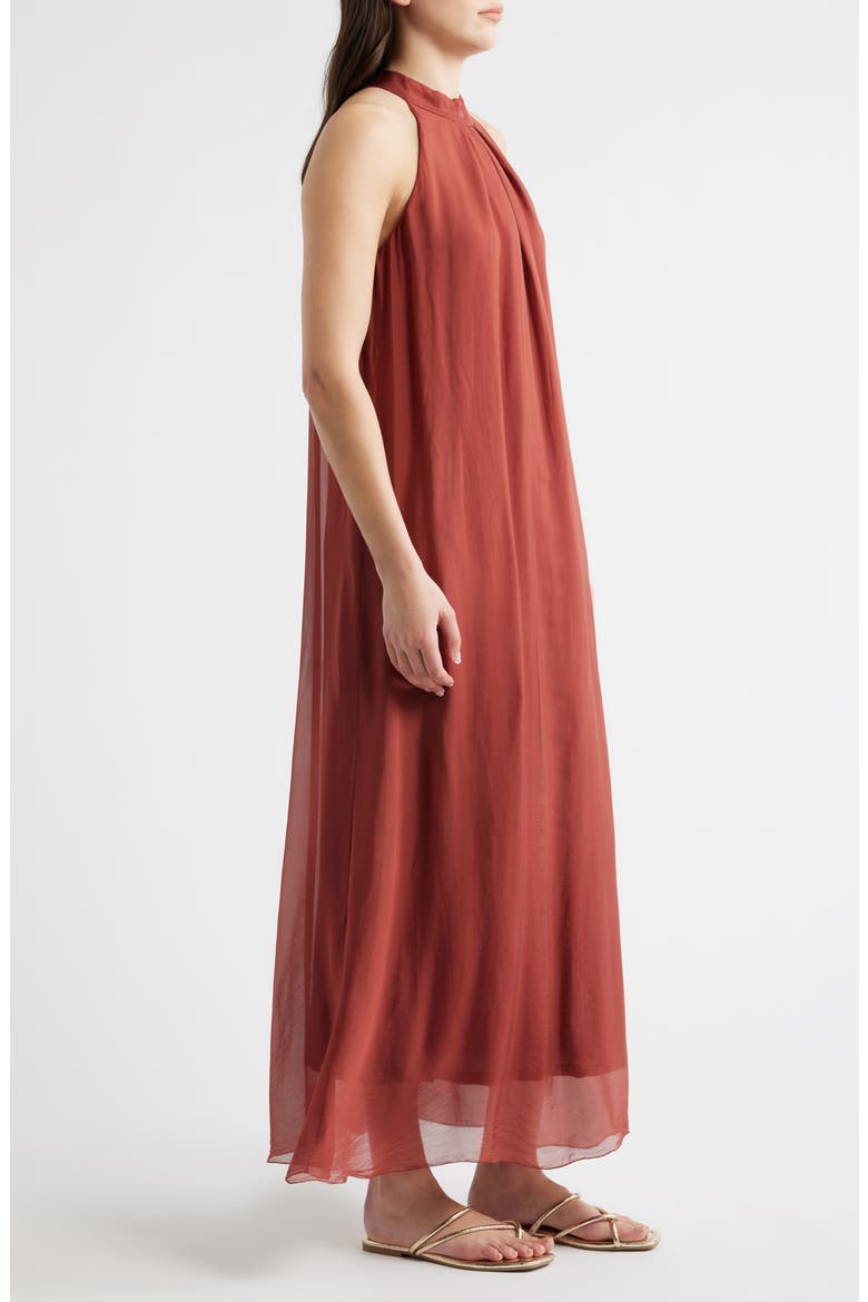 Vita Mock Neck Satin Maxi Dress, Alternate, color, MAROON