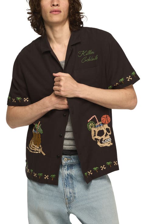 Embroidered Cotton Camp Shirt