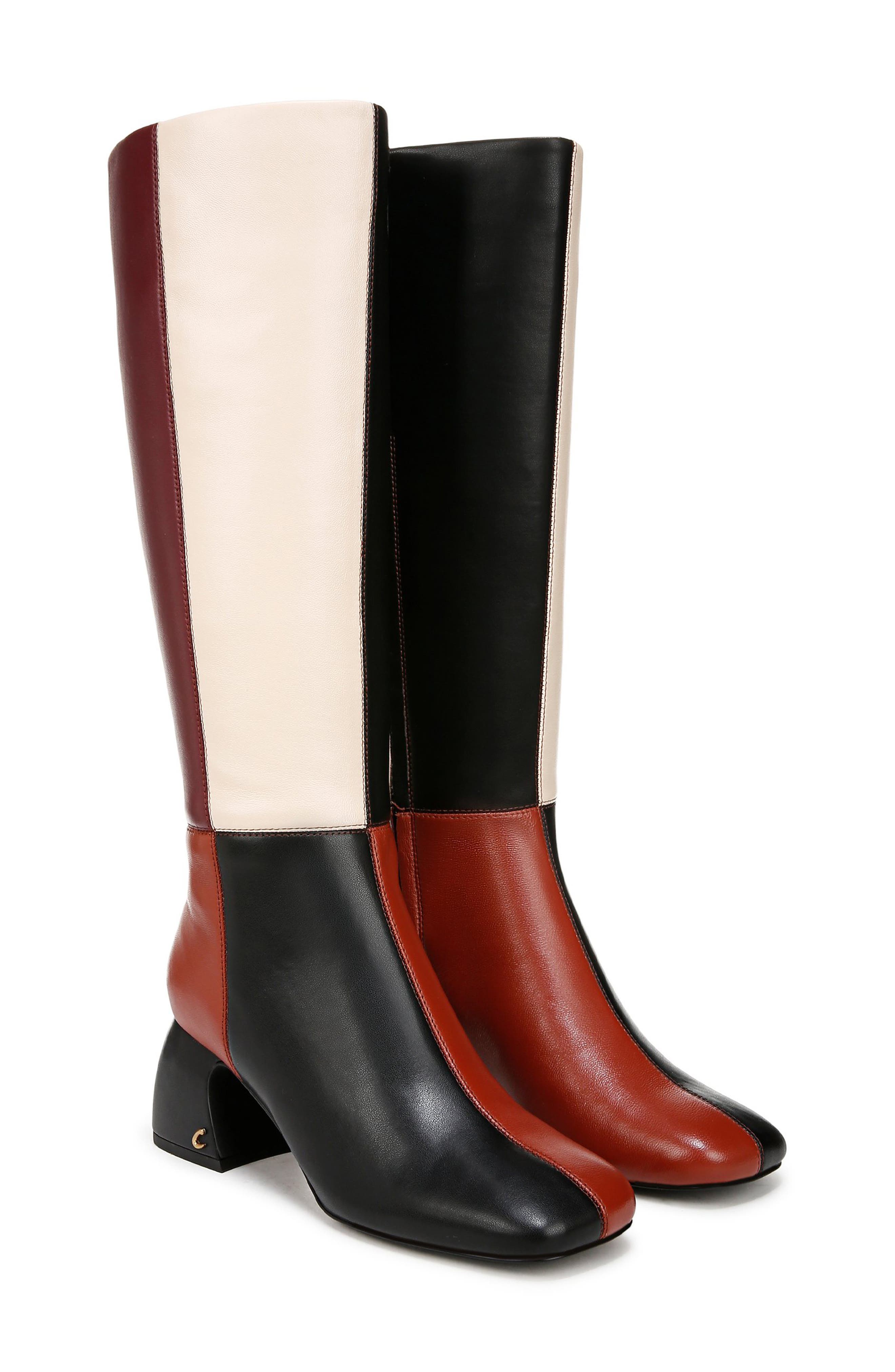 Oaklyn Knee High Boot, Main, color, BLACK/ GINGER/ IVORY