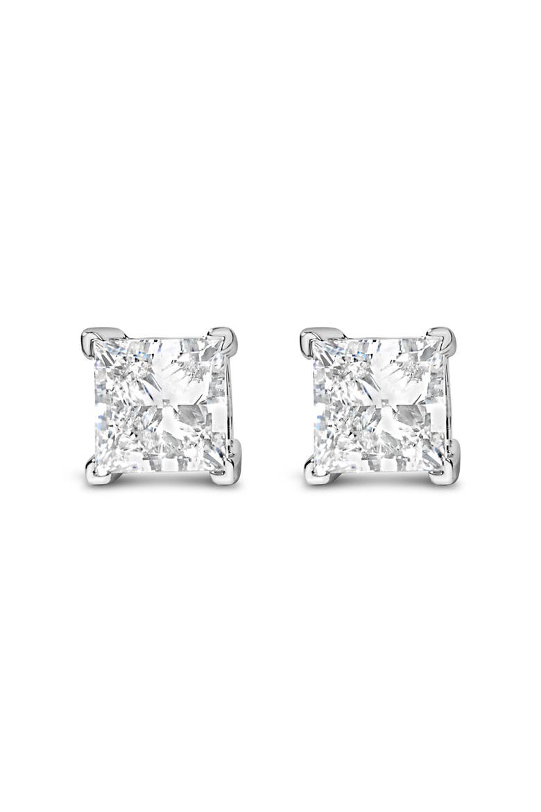 14K White Gold 1 1/2 Ct Princess Lab-Grown Diamond Solitaire Stud Earrings, Main, color, White