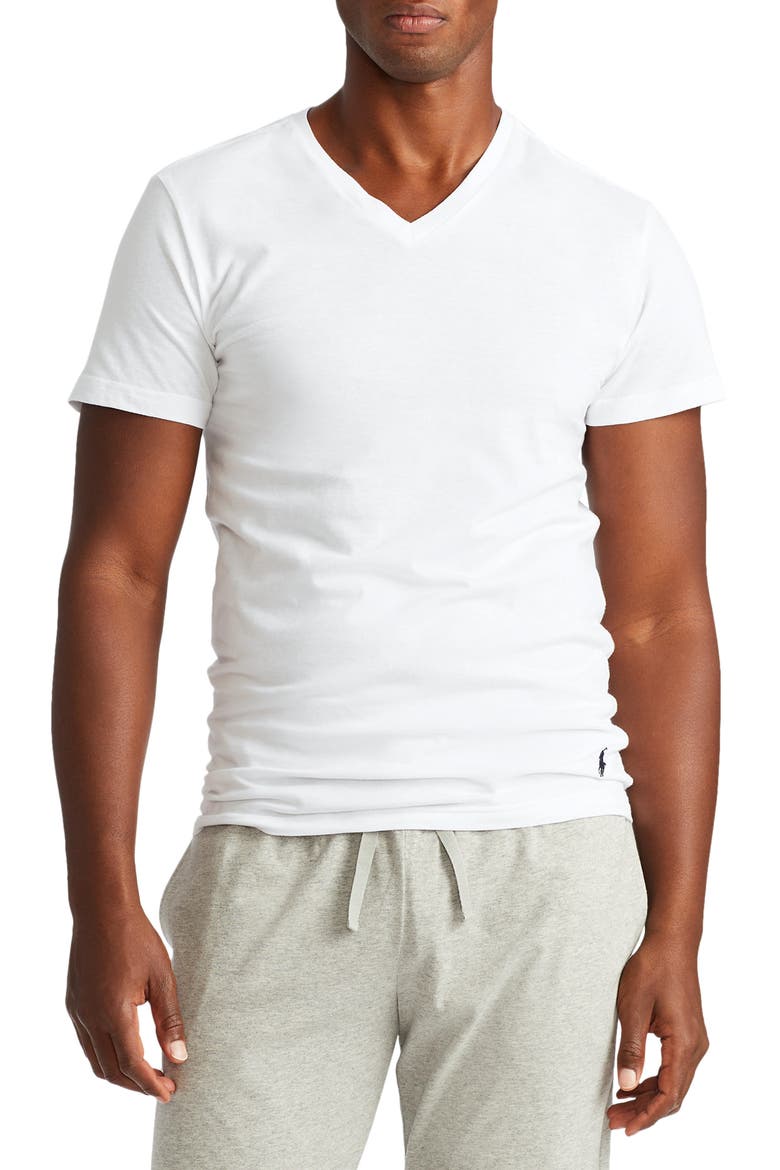 5-Pack Slim Fit V-Neck T-Shirts, Alternate, color, WHITE