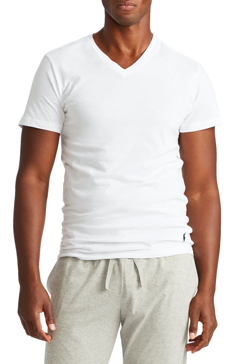 Polo Ralph Lauren 5-Pack Slim Fit V-Neck T-Shirts, Alternate, color, White