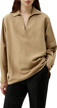 Lilysilk Women's Oversized Silk-Linen Blend Shirt
