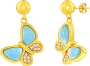 SIMONA Larimar & Cubic Zirconia Butterfly Drop Earrings