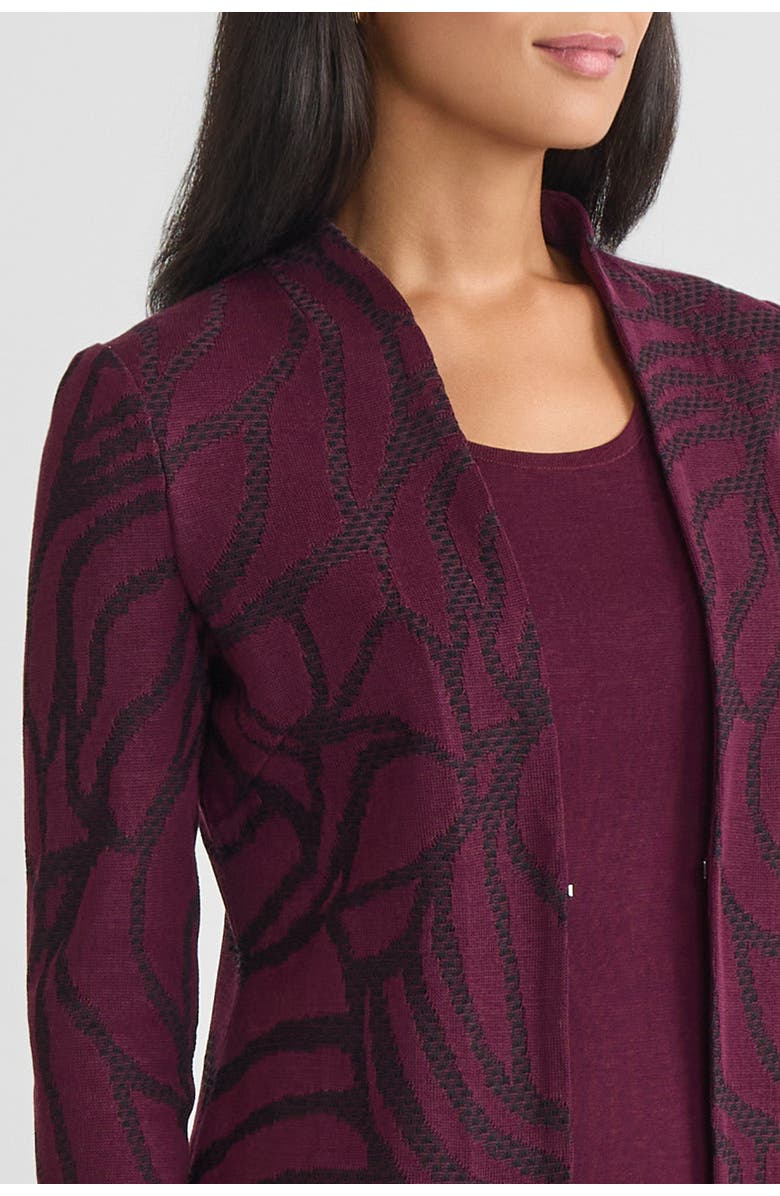 Ming Wang Heritage Rosette Jacquard Knit Jacket, Alternate, color, Midnight Violet/Black