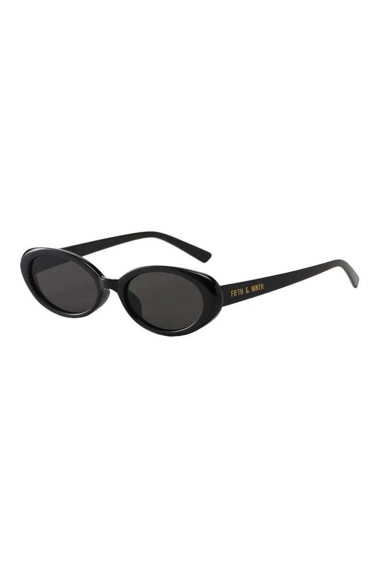 Taya 53mm Polarized Oval Sunglasses, Alternate, color, BLACK/ BLACK