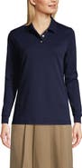 Lands' End School Uniform  Long Sleeve Interlock Polo Shirt