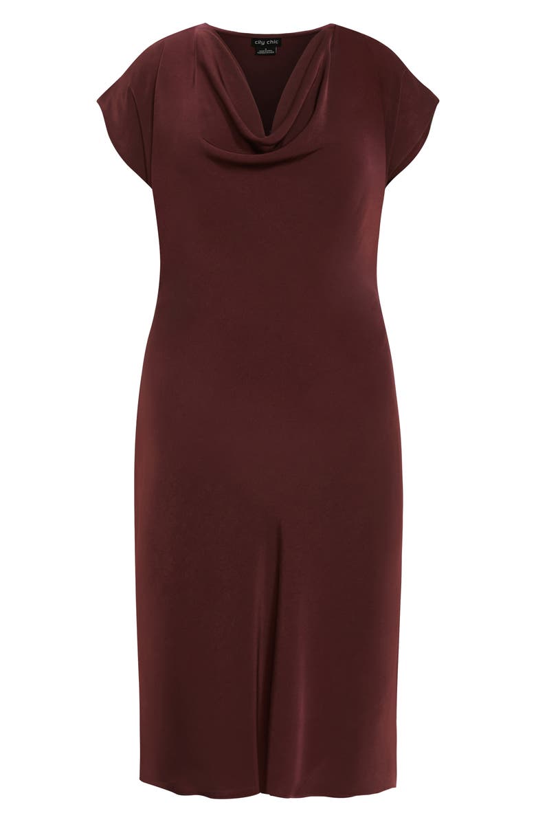 City Chic Piccadilly Cowl Neck Dress, Alternate, color, Burgundy