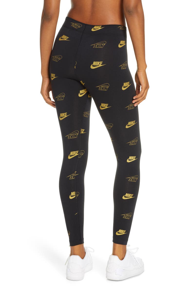 Nike Sportswear Shine Logo Print Leggings, Alternate, color, 