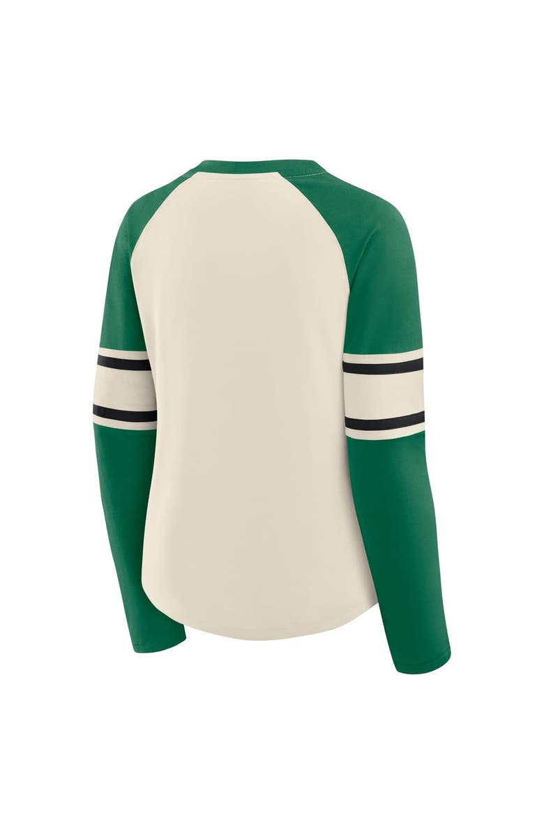 FANATICS Women's Fanatics Cream/Kelly Green Philadelphia Eagles Hometown Gridiron Hero Raglan Lace-Up V-Neck Long Sleeve T-Shirt, Alternate, color, Cream