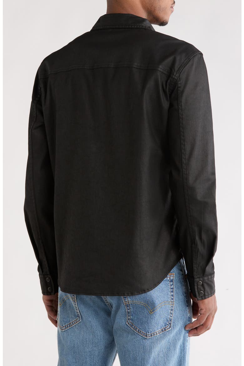 Otto Coated Stretch Cotton Snap-Up Western Shirt, Alternate, color, BLACK