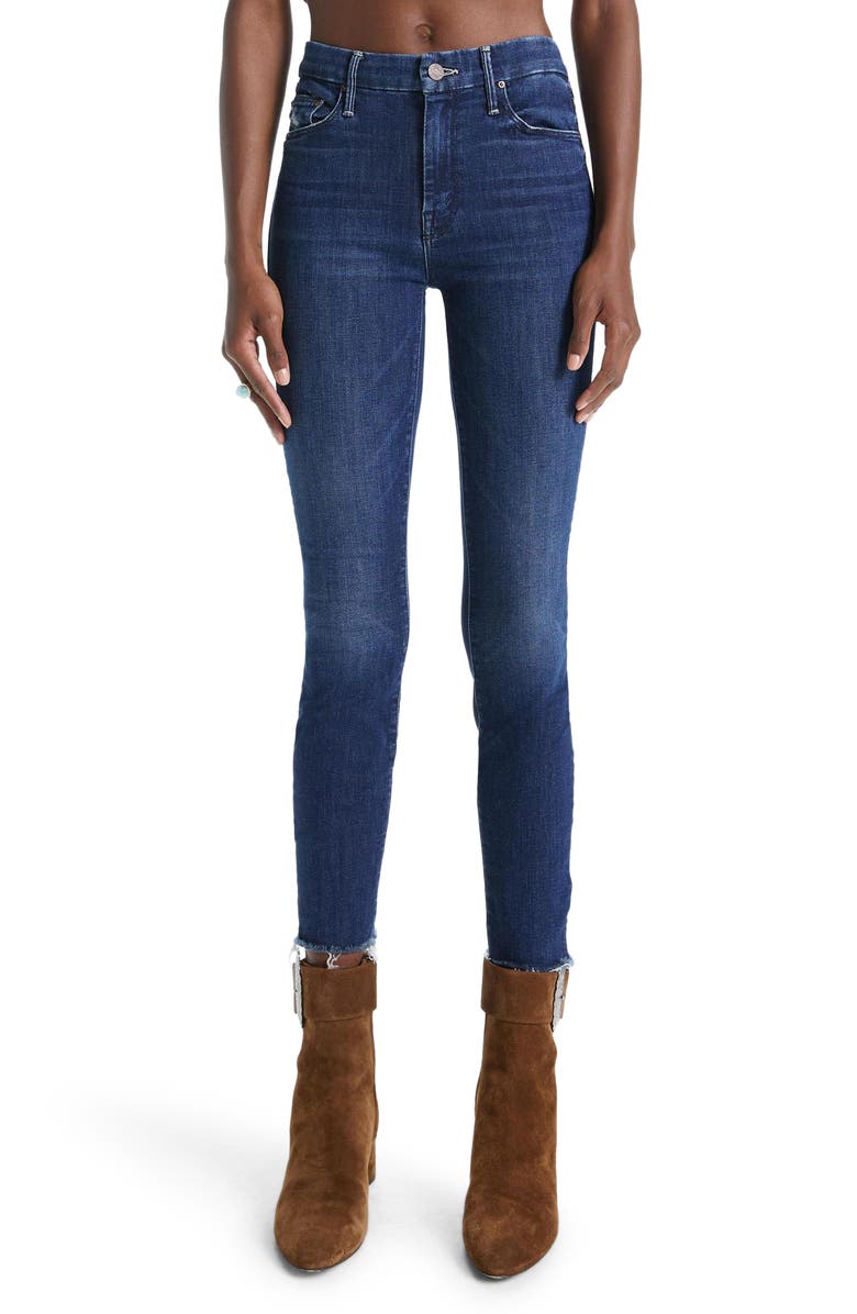 MOTHER 'The Looker' Frayed Ankle Jeans, Main, color, 