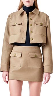 Endless Rose Faux Suede Crop Jacket