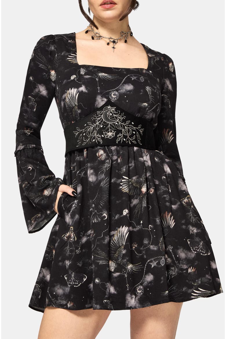 Crimson Magpie Mini Ruffle Dress, Alternate, color, Black