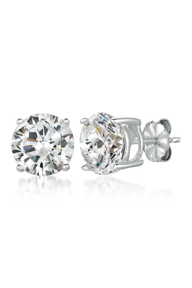 Cubic Zirconia Stud Earrings, Main, color, PLATINUM