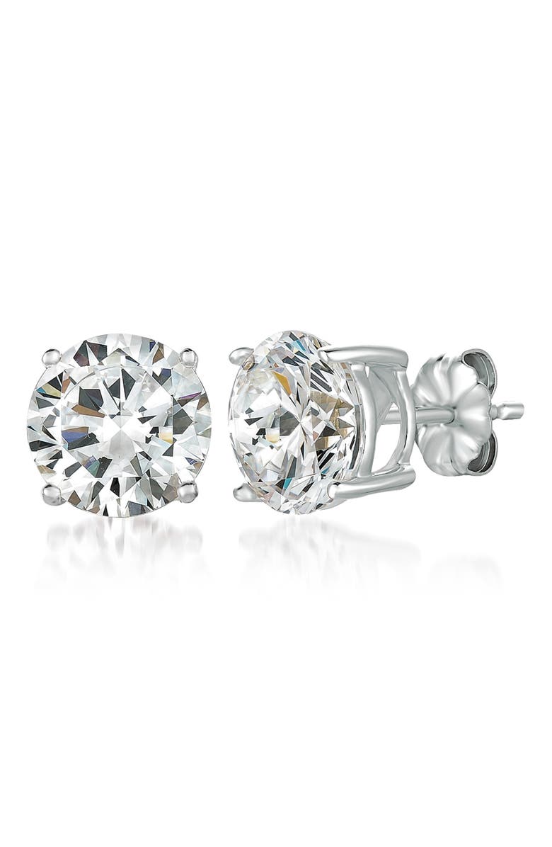 Crislu Cubic Zirconia Stud Earrings, Main, color, Platinum