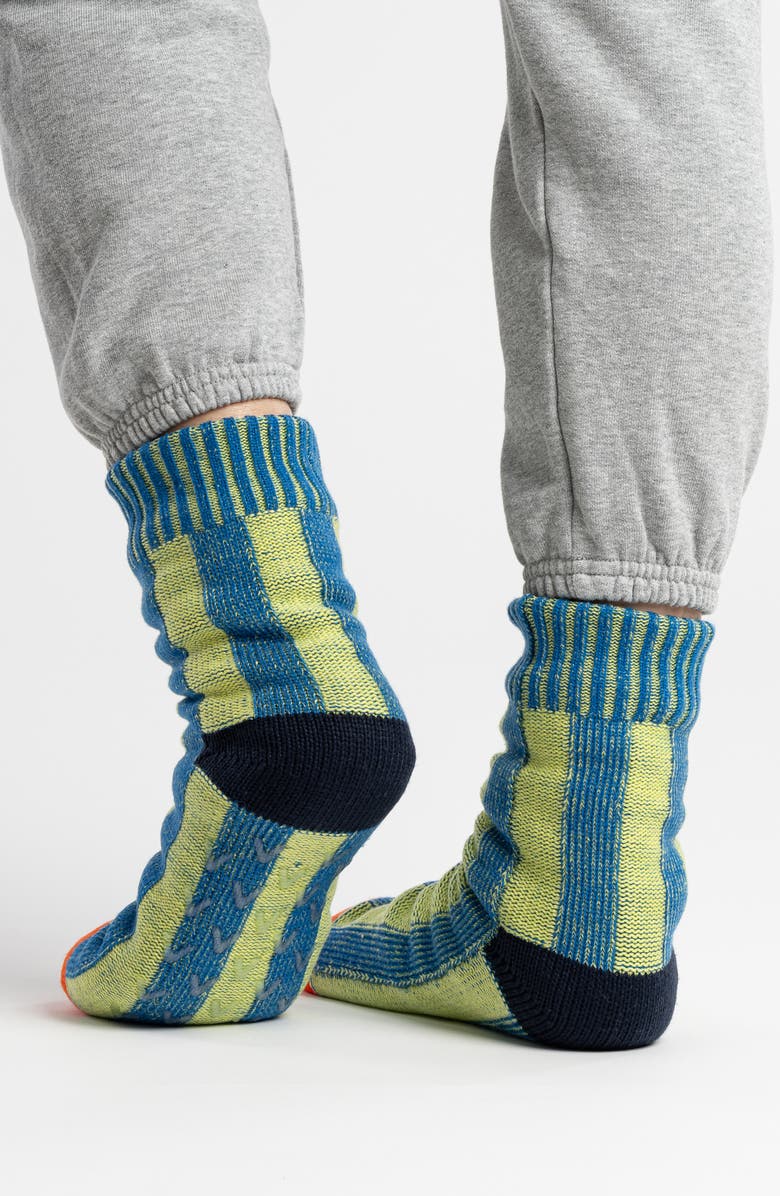 verloop Mismatch House Crew Socks, Alternate, color, Lime Cobalt