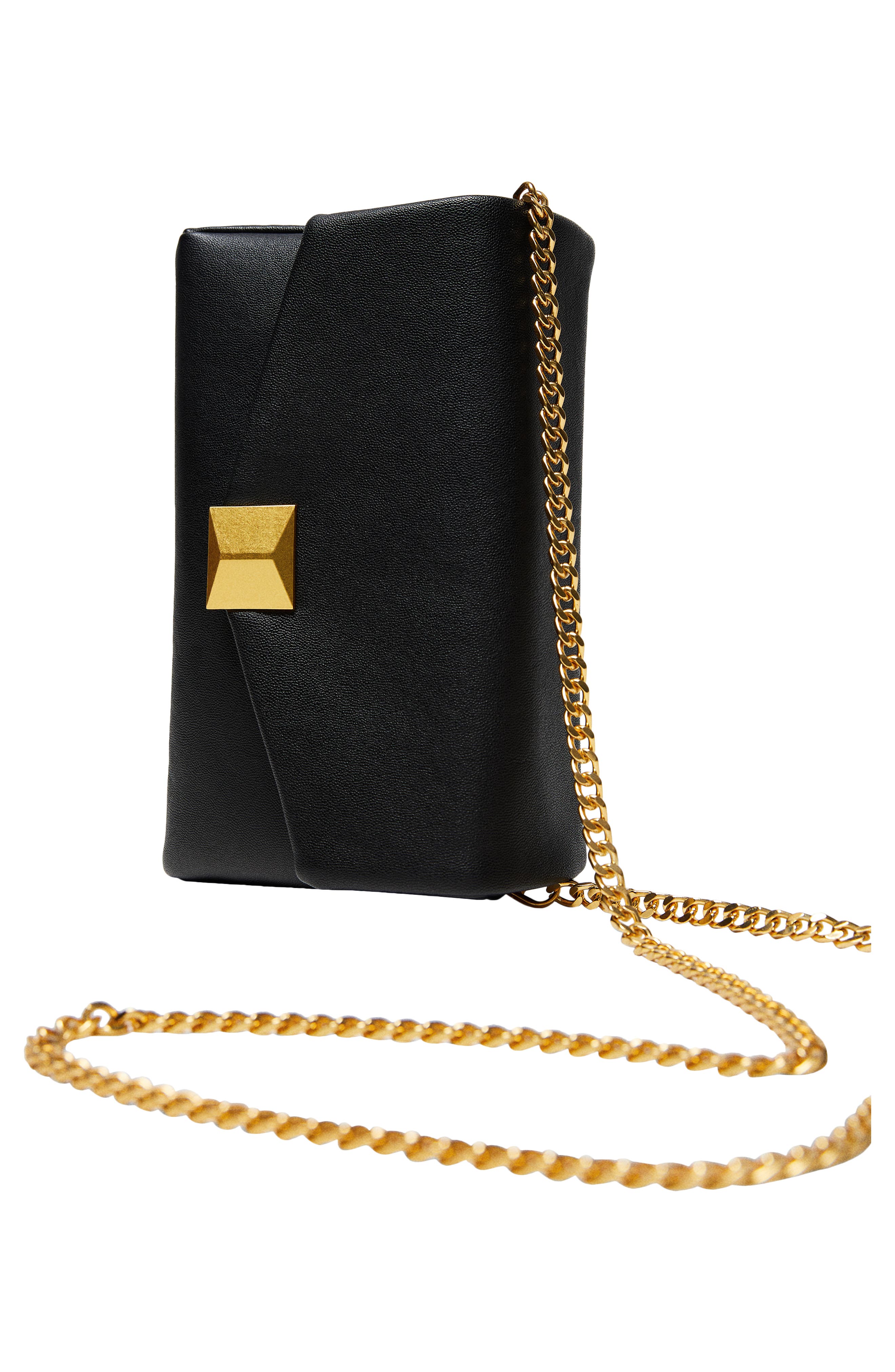 MANGO Faux Leather Flap Chain Crossbody Bag, Alternate, color, 