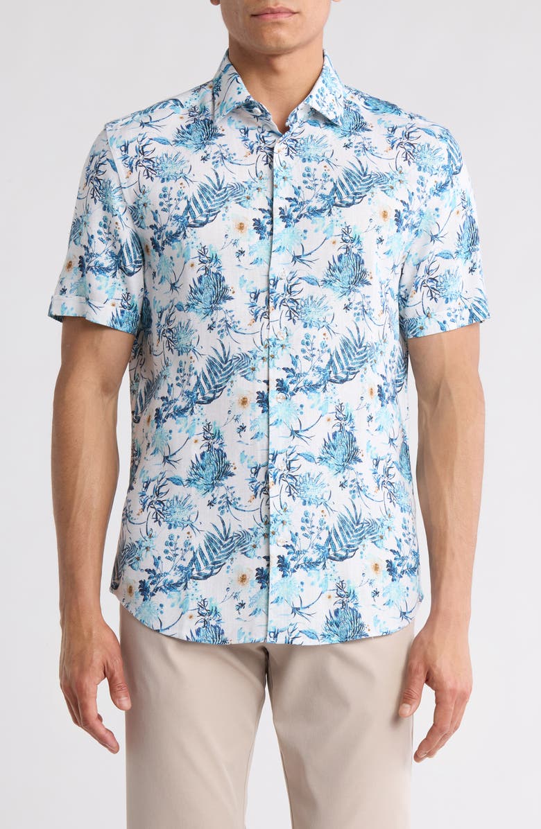 SOUL OF LONDON Short Sleeve Sport Shirt, Main, color, Blue/ Bleu