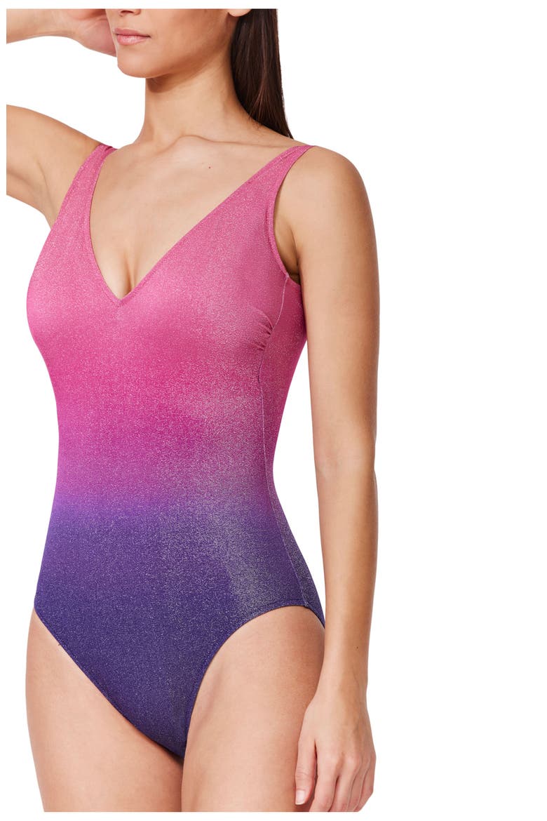 Dream Ombre V Neck One Piece, Main, color, Multi-Pink