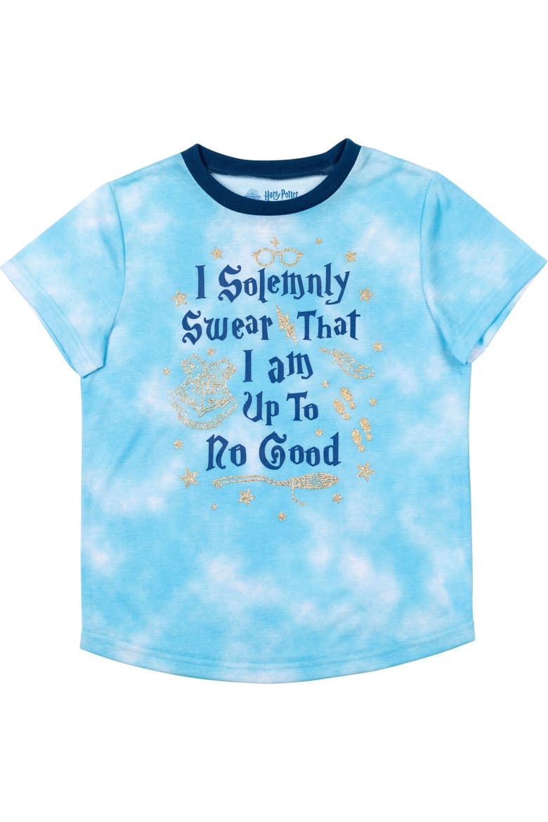 2-Piece Pajama Shirt and Shorts Set, Alternate, color, Sky Blue Tie Dye