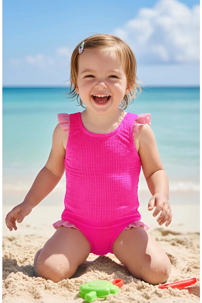 Toddler Crinkle Ruffle One Piece, Alternate, color, Fuschia