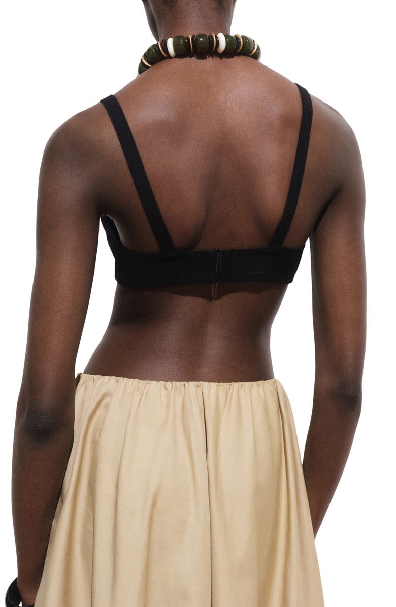 MANGO Knit Cropped Top, Alternate, color, Black