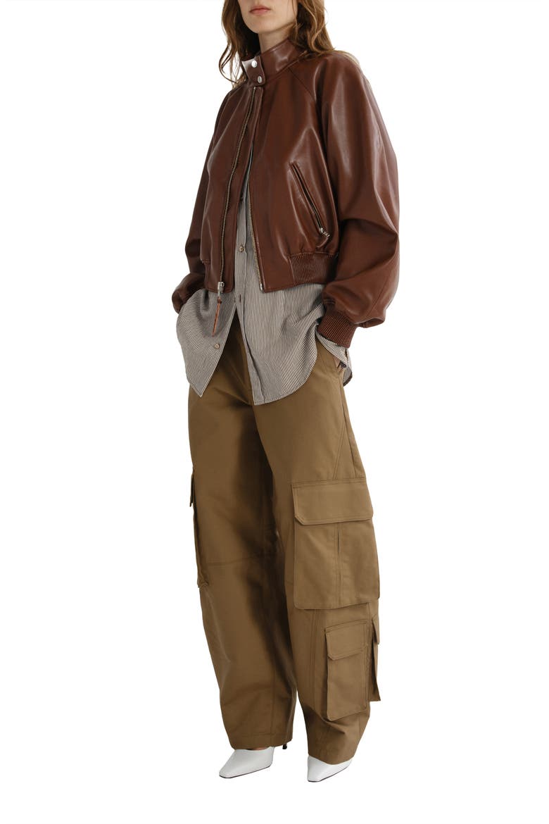 Nova Faux Leather Bomber Jacket, Alternate, color, PALISANDER MD BRIGHT BROWN