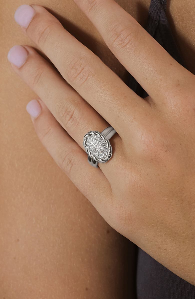 Sterling Forever Galette Cubic Zirconia Signet Ring, Alternate, color, Silver