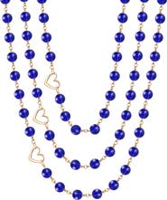 Rejected Hearts Club Azule Blue Glass Bead Triple Layer Necklace
