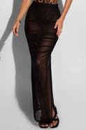 TA3 Ruched Sheer Cover-Up Maxi Skirt