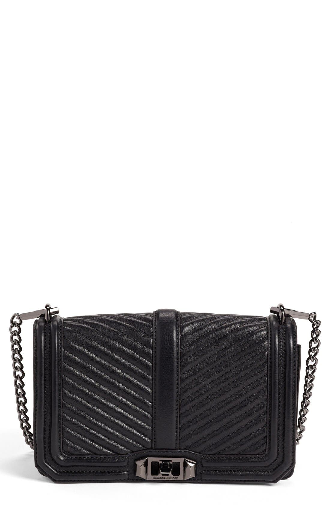 Rebecca Minkoff Chevron Quilted Love Crossbody Bag, Main, color, 