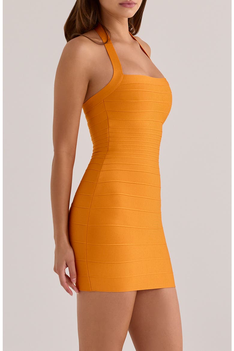 The Silhouette Halter Neck Bandage Minidress, Alternate, color, TANGERINE