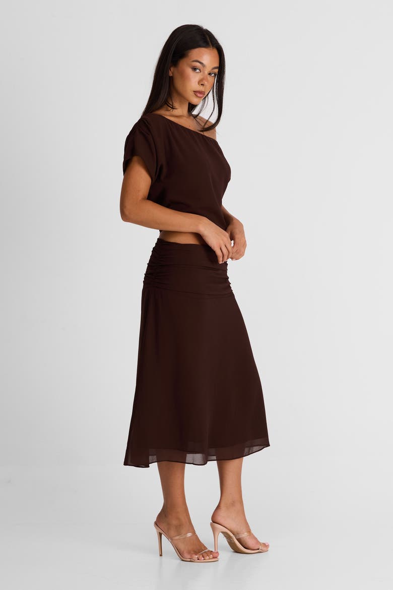 Margot Midi Skirt, Alternate, color, Chocolate