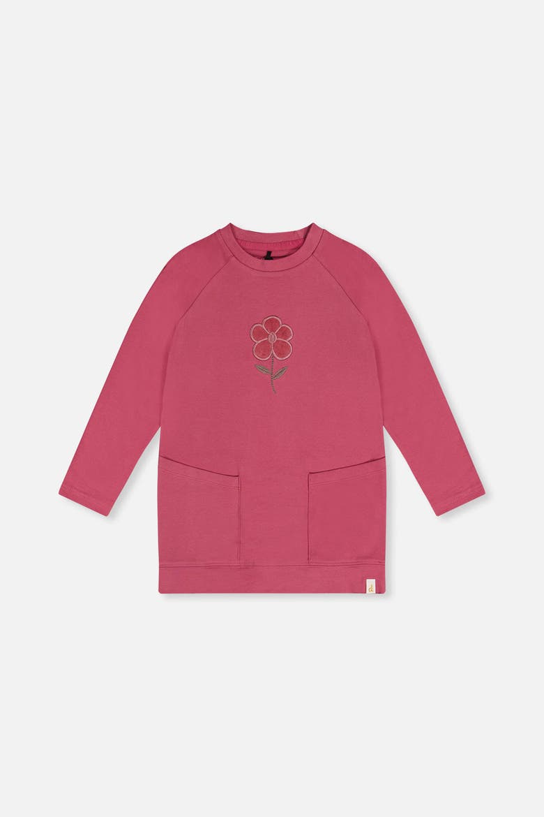Long Raglan Sleeves Relaxed Brushed Flower Tunic Top, Main, color, Pinkish Violet