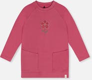 Deux par Deux Long Raglan Sleeves Relaxed Brushed Flower Tunic Top