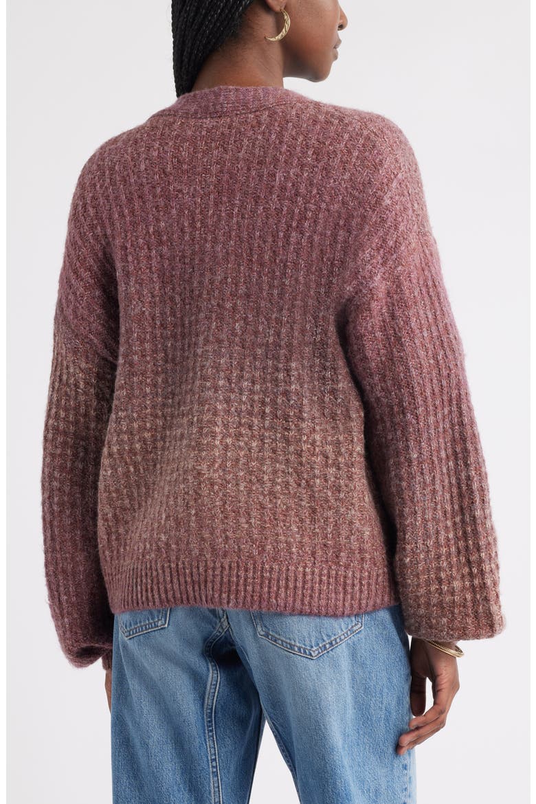 Textured V-Neck Cardigan, Alternate, color, BURGUNDY RHODE COMBO