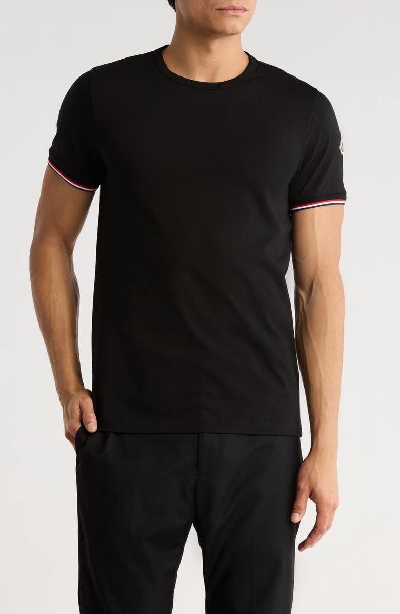 Moncler Slim Fit Stretch Cotton T-Shirt, Main, color, Black