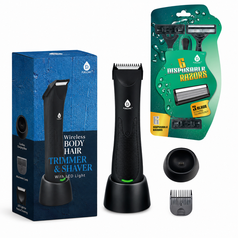 Mario Lopez Wireless Body Hair Trimmer & Shaver and Disposable Razors