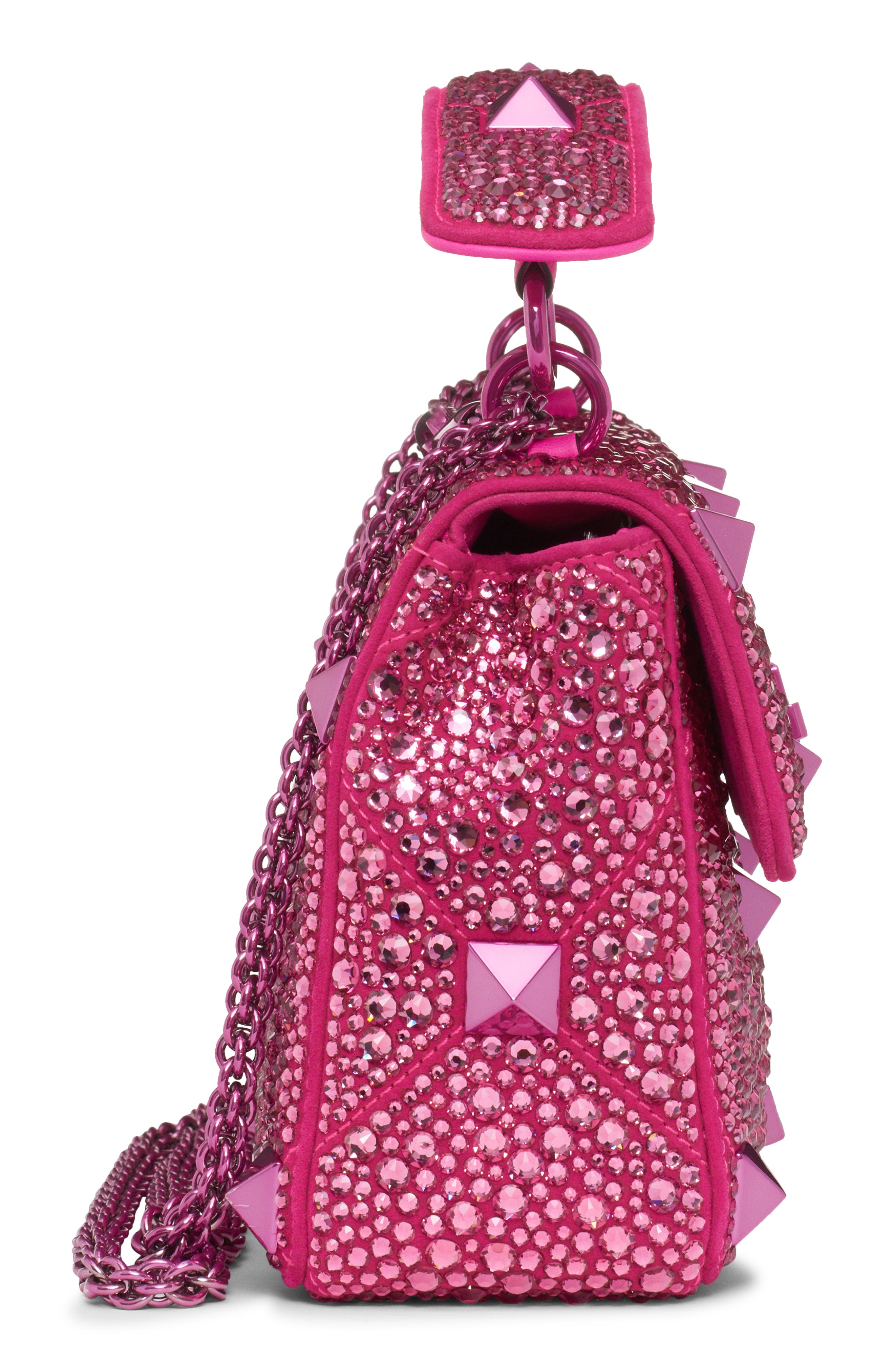 Medium Roman Stud Matelassé Leather Shoulder Bag, Alternate, color, ROSE/ PINK