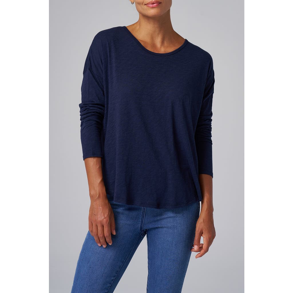 Franne Golde Slub Jersey Relaxed Long Sleeve Tee In Blue
