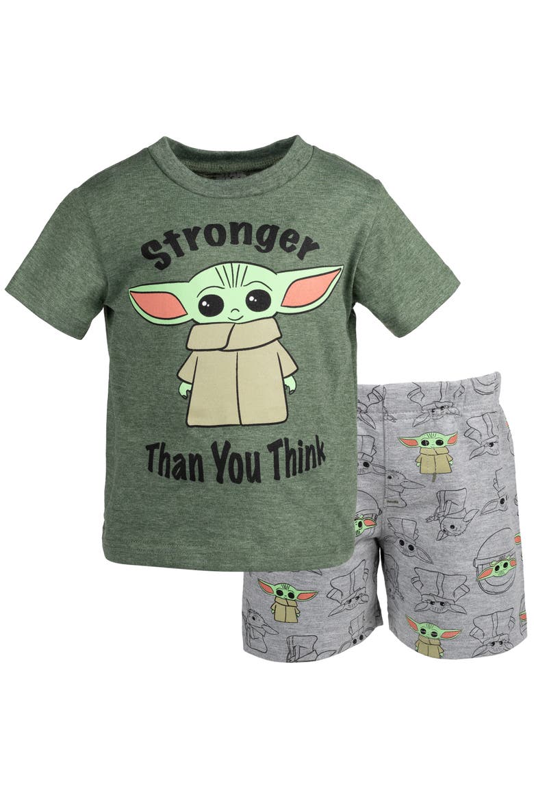 2-Piece T-Shirt and Shorts Set, Alternate, color, Grogu Olive Grey
