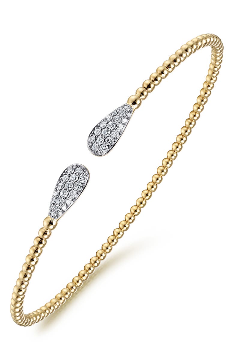 Gabriel & Co. Bujukan Beaded Diamond Pavé Cuff Bracelet, Main, color, Gold
