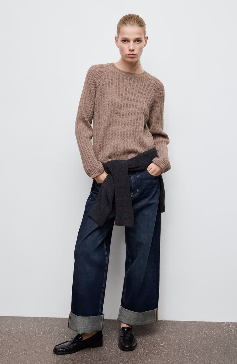 MANGO Pointelle Crewneck Sweater, Alternate, color,