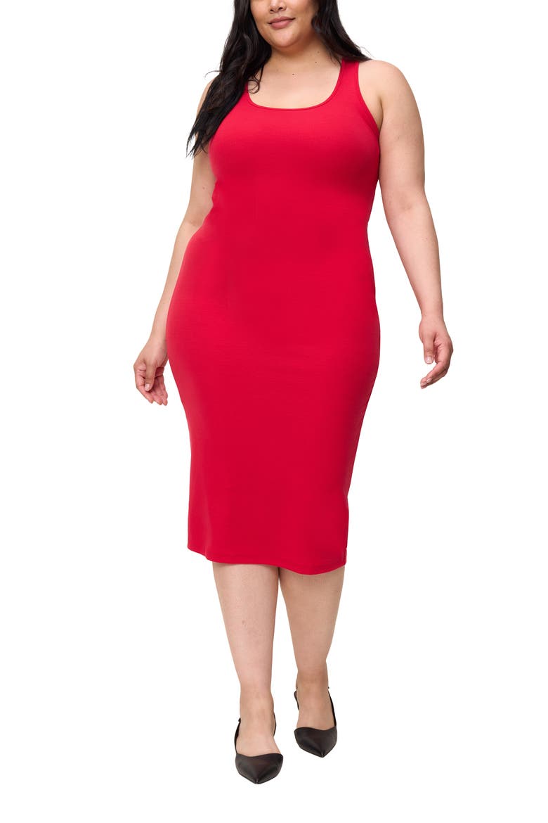 The Scoop Neck Midi Dress, Main, color, Red